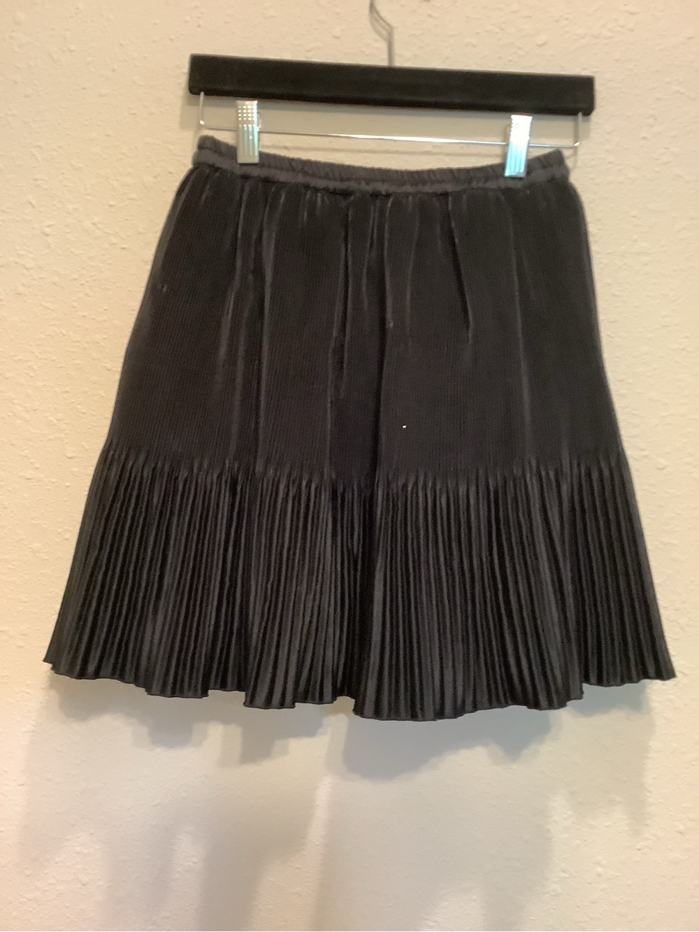 Corduroy Pleated Mini Skirt - Black